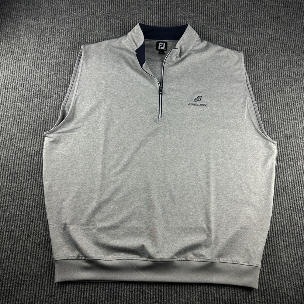 FootJoy Mens 2XL Gray Gunters Landing Quarter Zip Golf Vest Performance Stretch